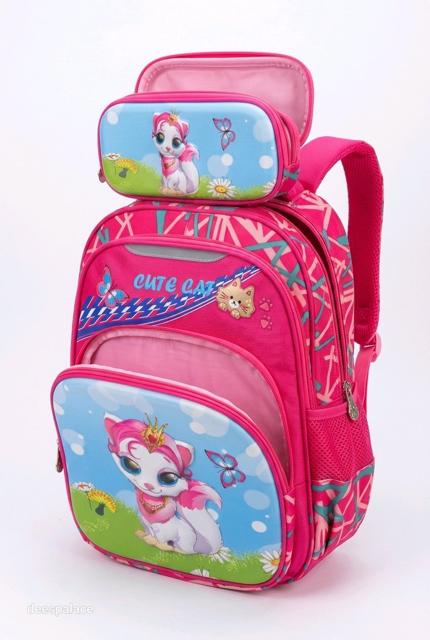 Cute cat character school bag